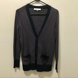 Button-down Pink-Navy Striped Cardigan